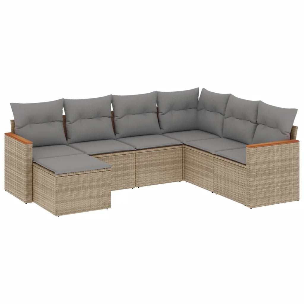 Set Divano da Giardino 7 pz con Cuscini Beige Misto Polyrattancod mxl 89093