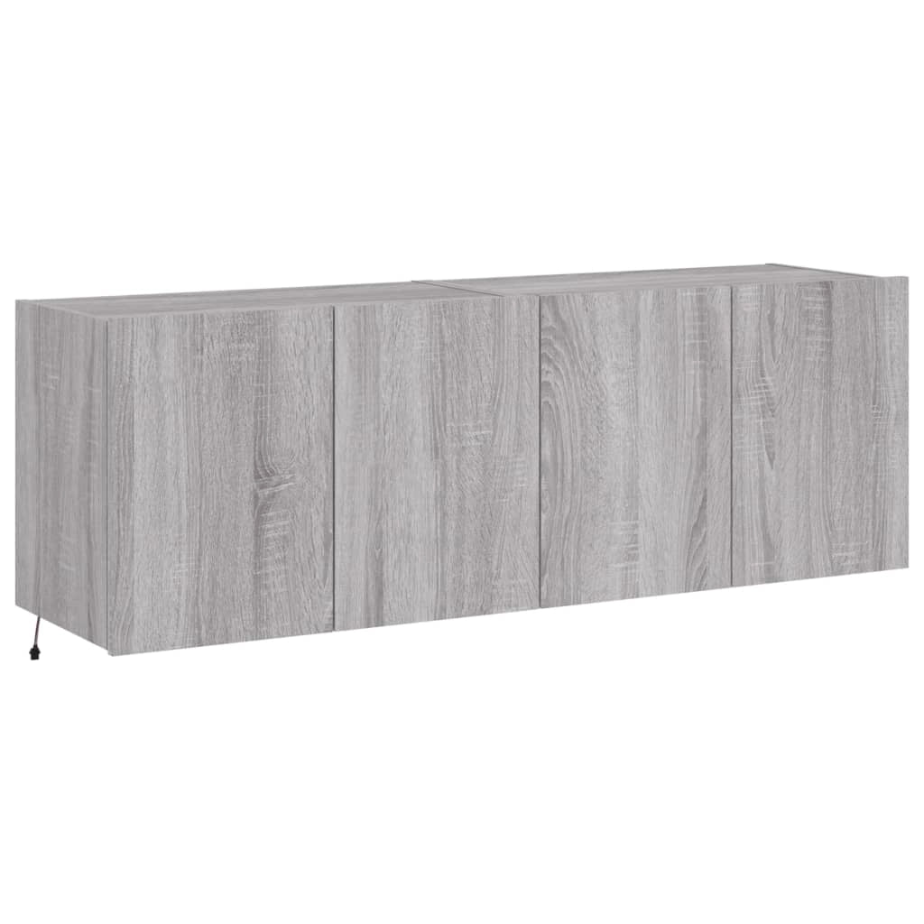 Mobile TV multimediale da parete mensola TV credenza mobile TV sala da pranzo soggiorno camera da letto e luci LED 2 pezzi Sonoma 60 x 35 x 41 cm grigio 02_0029154