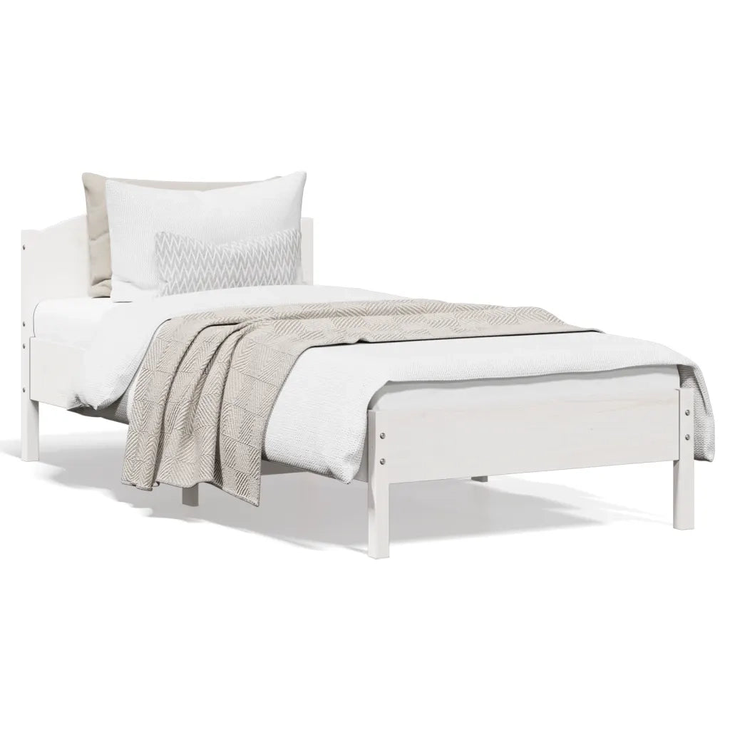 Letto senza Materasso Bianco 90x200 cm Legno Massello di Pino