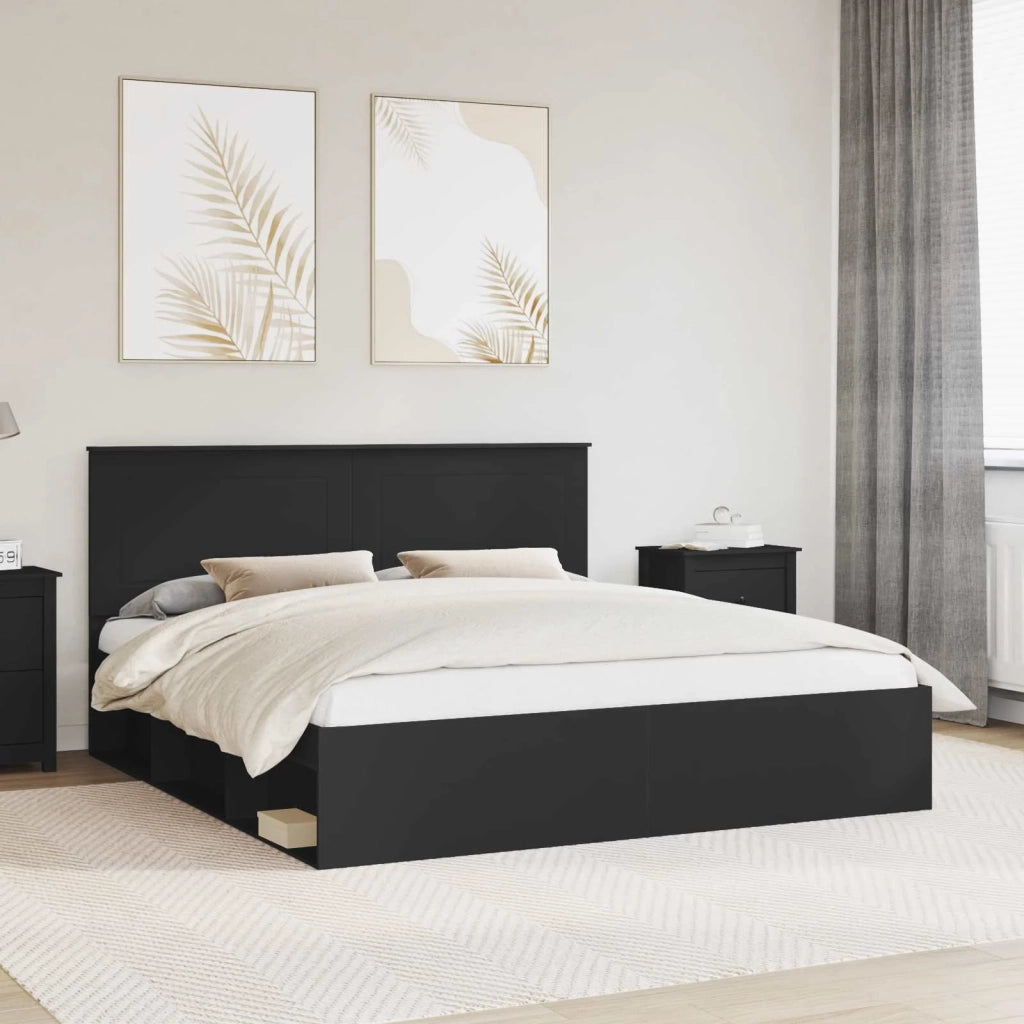 Struttura del letto Nero 200 x 200 cm Pino massello 3409310