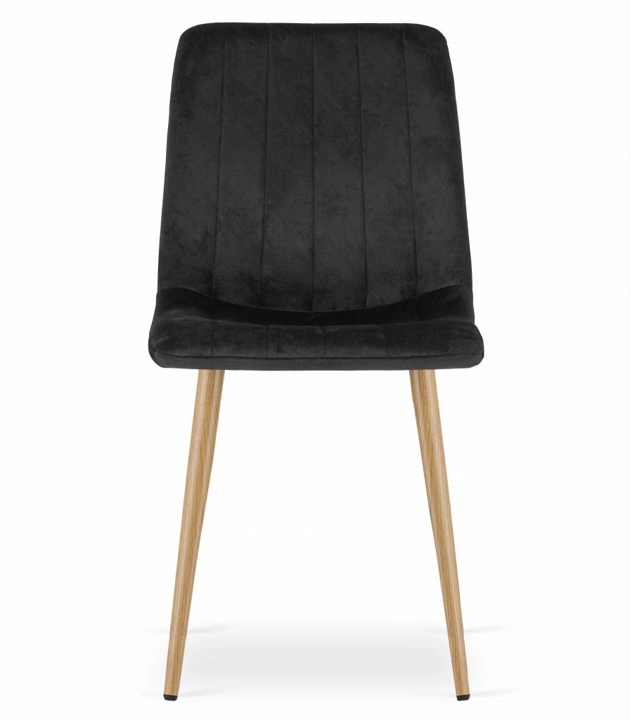 Sedia Valora JEWA - Seduta in velluto nero con gambe color legno x1