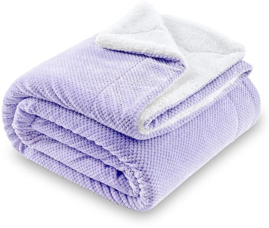 Duvetta Sherpa Fleece, Super morbida, morbida, calda, leggera, reversibile coperta di piuma per letto, divano e divano, 150 x 200 cm Blu scuro