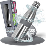 Bottiglia di Vetro Isolante 500 ml per Acqua Calda e Fredda con Strato Antiscivolo