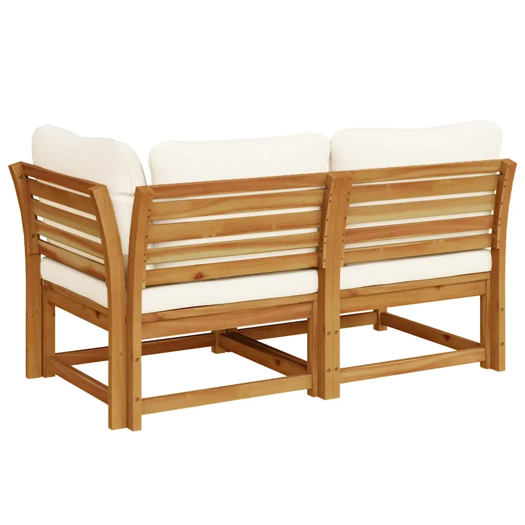 Set Salotto da Giardino 2 pz con Cuscini Legno Massello Acacia