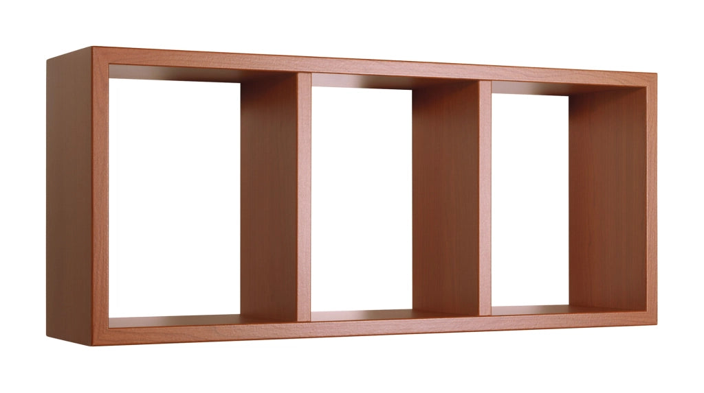 Mensola Rettangolare 3 Scomparti da Parete 70x30x15.5 cm in Fibra di Legno Tristano Ciliegio
