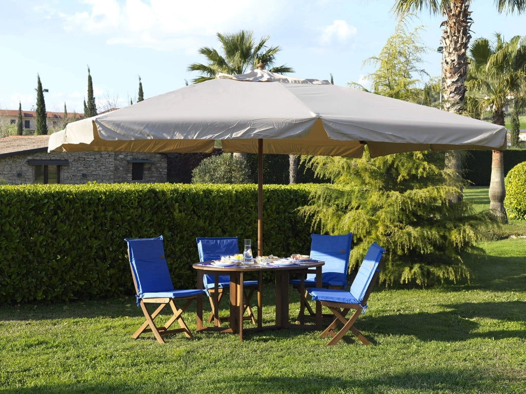 Ombrellone da Giardino 3x4 m Palo Ø48 mm in Legno Impermeabile Ecrù