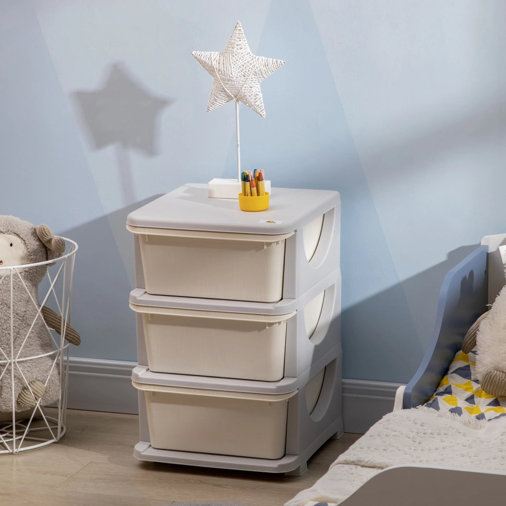 Organizzatore giocattoli bambini con cassetti ¨C zephmum ¨C crema 37x37x56.5 cm