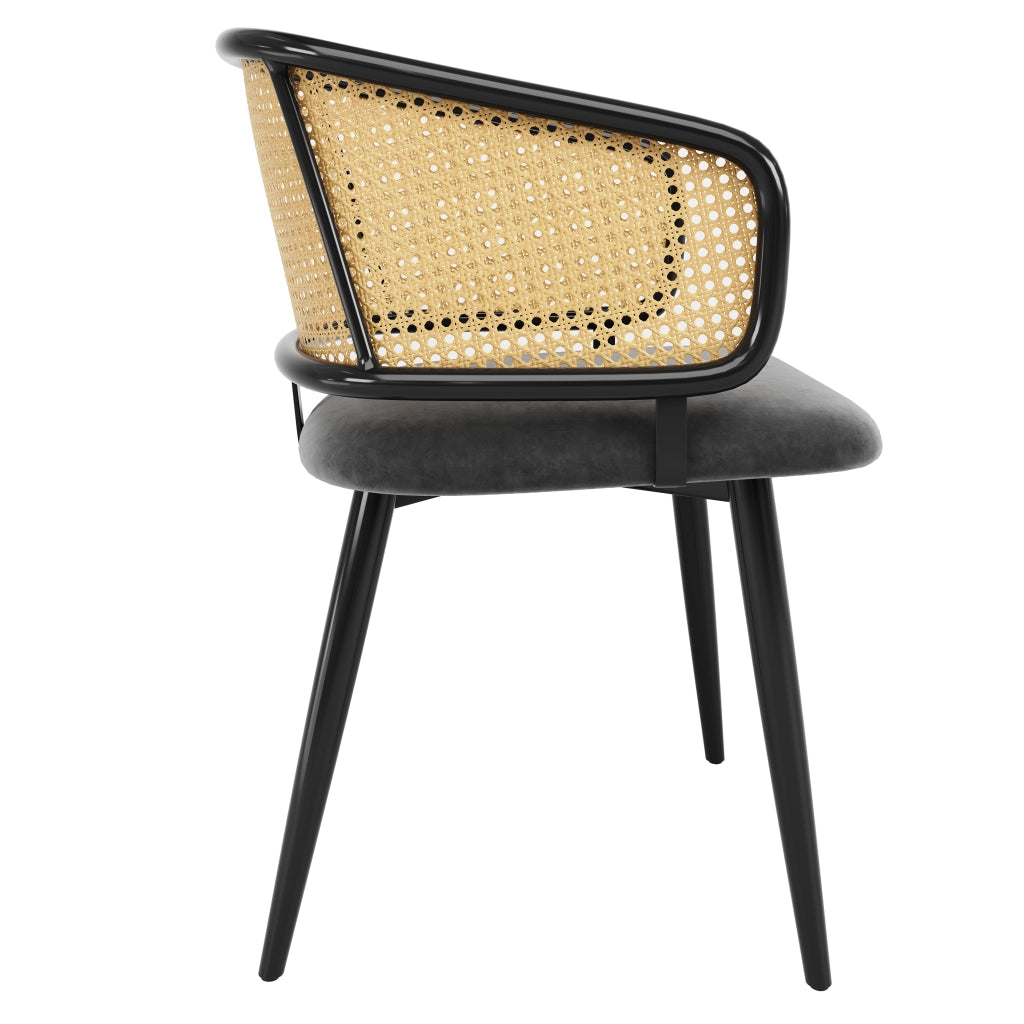SEDIA da pranzo con schienale in rattan 47 x 47 x 79 cm grigio in velluto