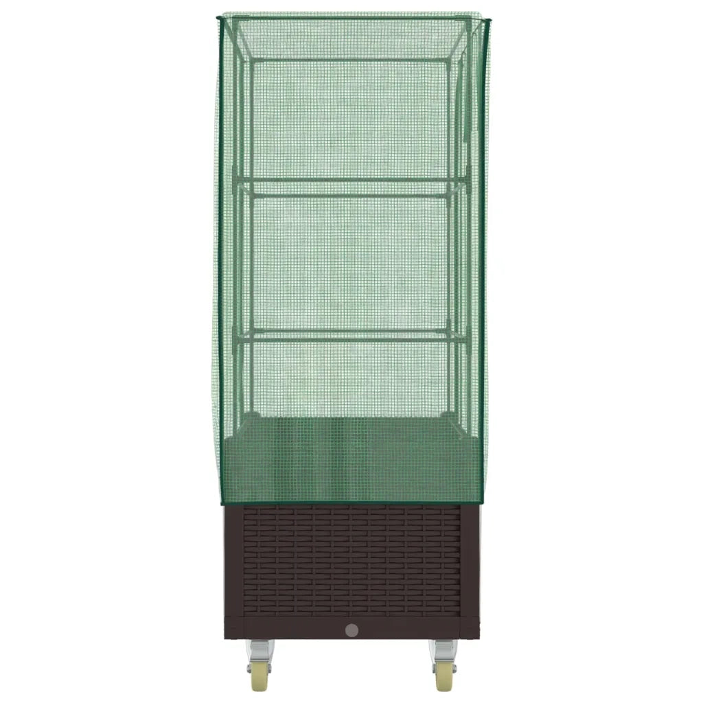 Letto Rialzato con Copertura e Ruote Effetto Rattan 80x50x182cm