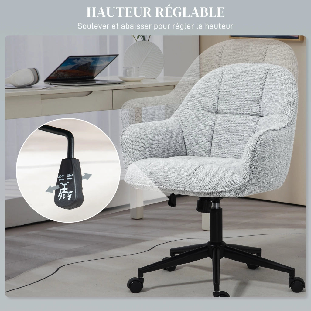 Sedia da ufficio con schienale e seduta imbottite ¨C zephmum ¨C Grigio, Tessuto, Altezza regolabile