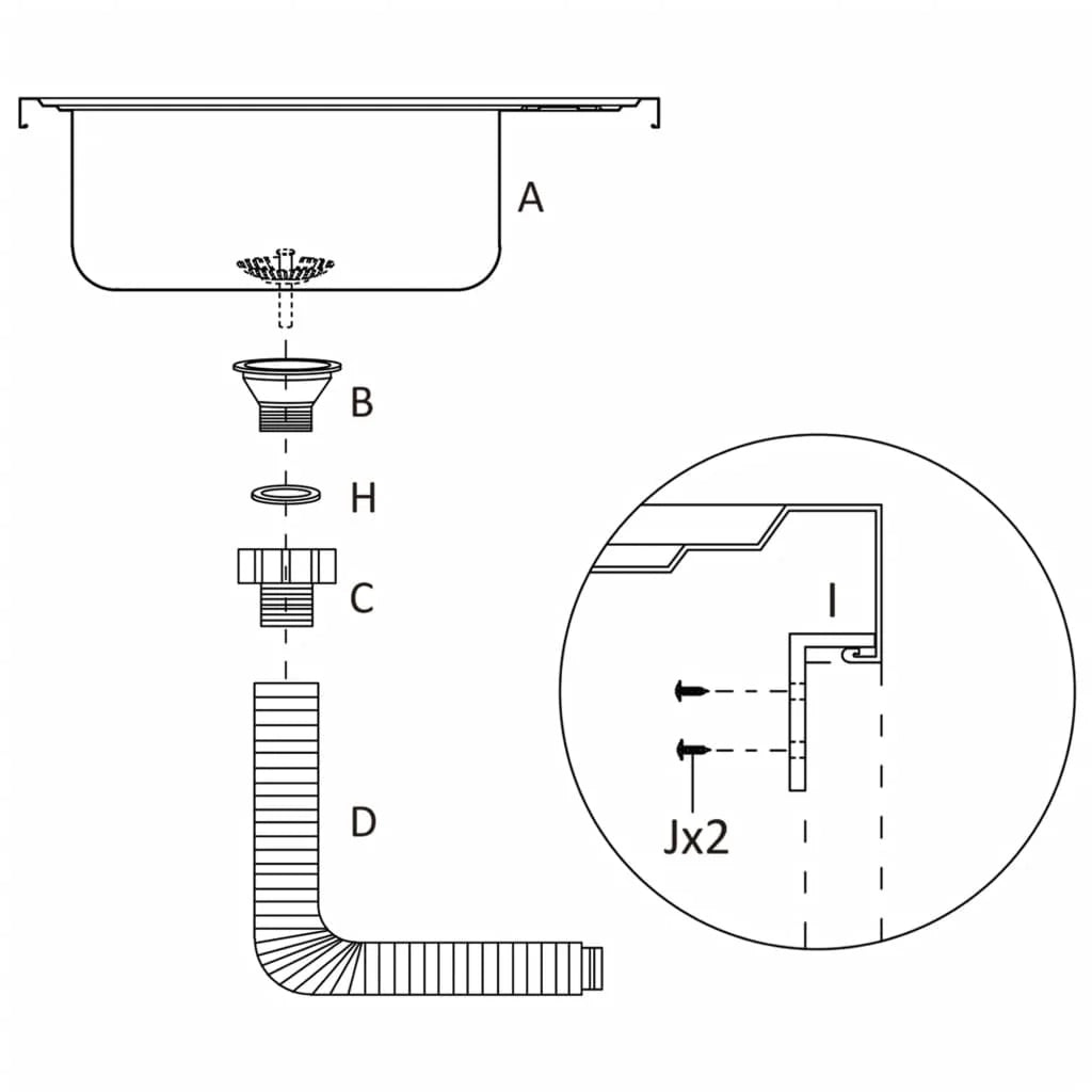 Set lavello e scolapiatti da cucina lavello da incasso lavabo da cucina da interno argento 50 x 60 x 15,5 cm acciaio inox 02_0004353
