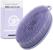 Borsetto per il corpo in silicone, spazzola per il corpo a doppia faccia, spazzola per il bagno, spazzola per la doccia per la pulizia profonda, esfoliazione soffice e massaggi, più igienico della spugna/loofah, per tutti i tipi di pelle, lavanda.