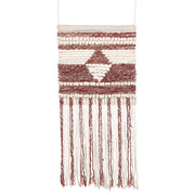 Decorazione da parete lana rossa e beige nappa fatta a mano arte da parete motivo geometrico boho per soggiorno camera da letto