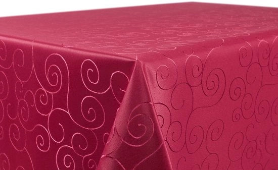 Tavolo con tovaglia a quadri damascati decorata - Tovaglia da tavolo strobbiata - Resistente alle macchie, facile da pulire tovaglia da tavolo - 130x300 cm, Bordeaux
