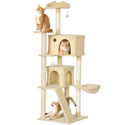 Albero tiragraffi per gatti con piattaforme letto 2 tane amaca scala ¨C zephmum ¨C beige 180 cm