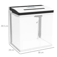Acquario 28L a Illuminazione LED con Fori di Ventilazione e Pompa, in Vetro e ABS, 38x26x38cm