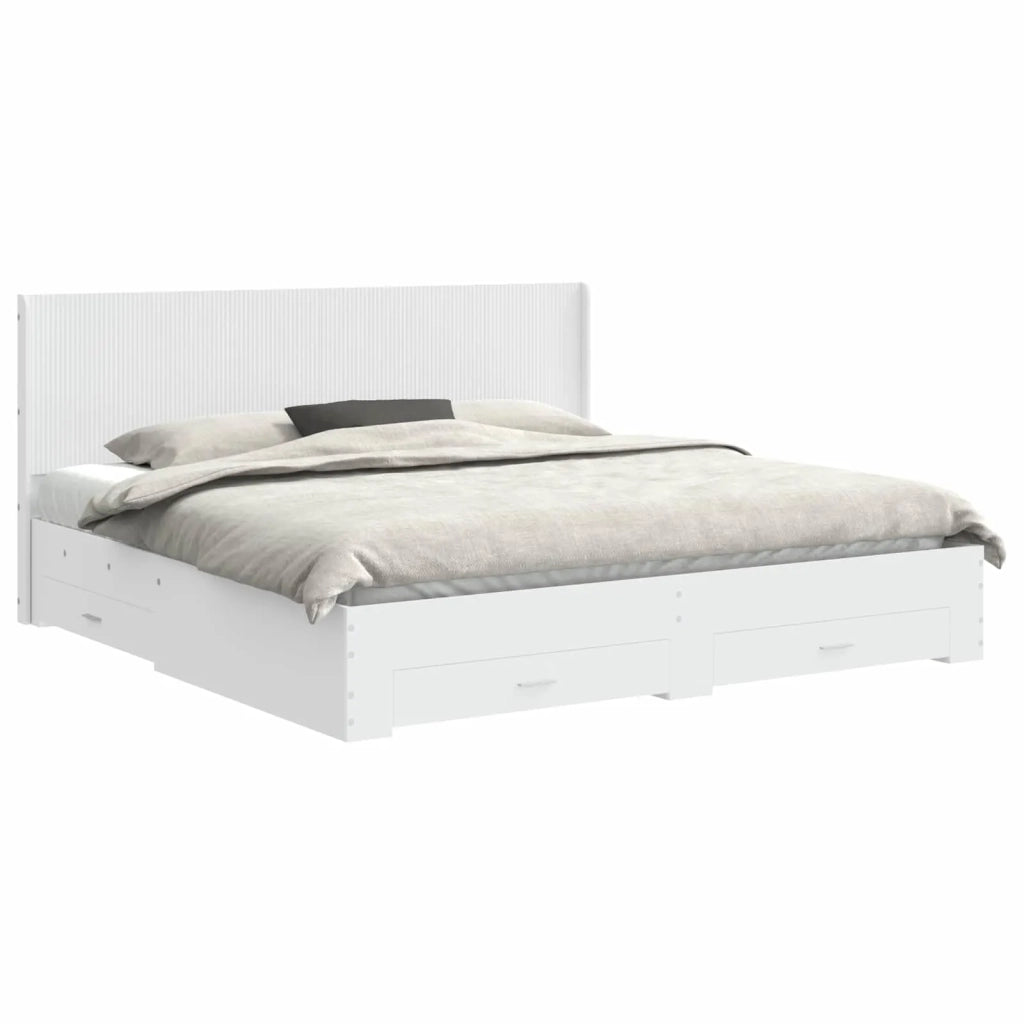 Struttura del letto con stoccaggio e testata Bianco 3414079