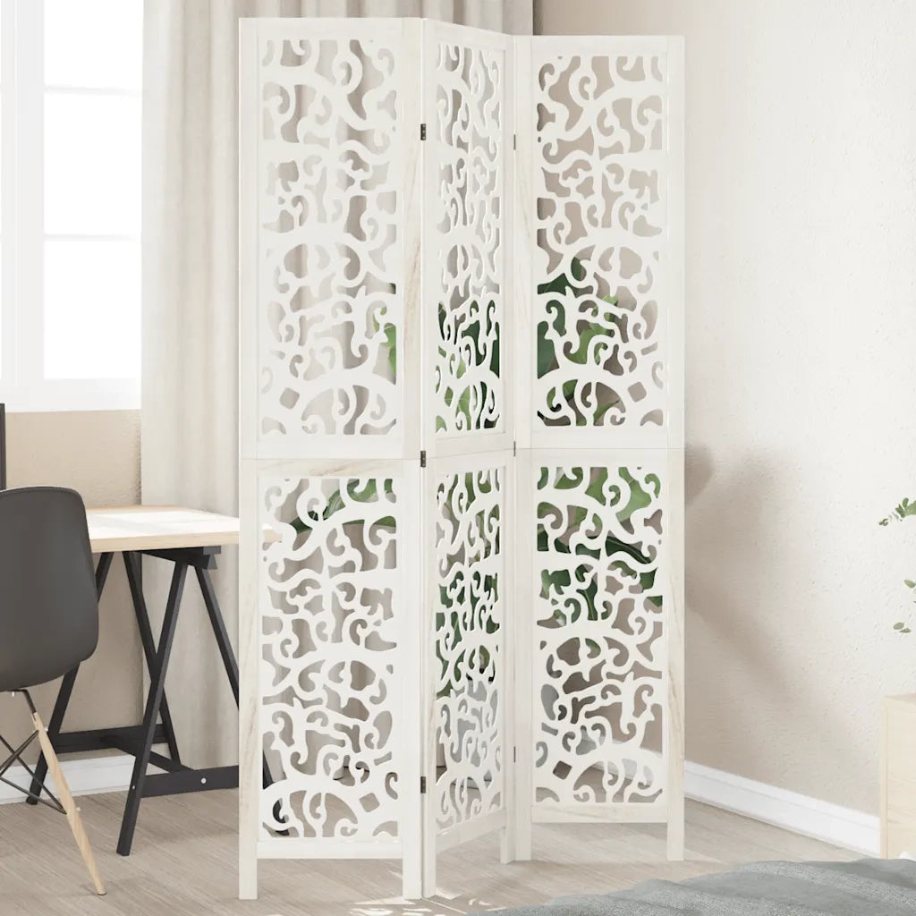 Divisorio Ambienti | Divider per stanze | Paravento 3Pannelli Bianco Legno Massello di Paulownia