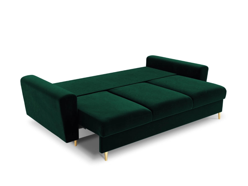 Cosmopolitan Design - Divano convertibile con contenitore "Kyoto" 3 posti in velluto verde bottiglia 