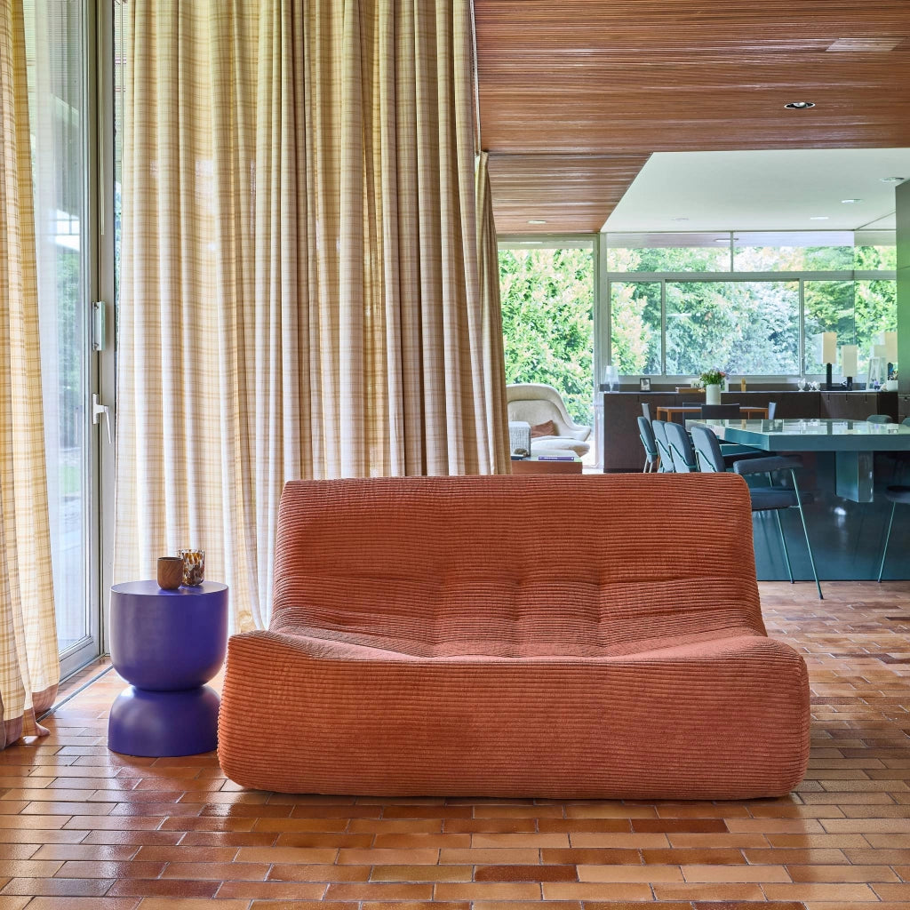 Poltrona in velluto a coste, 2 posti, terracotta