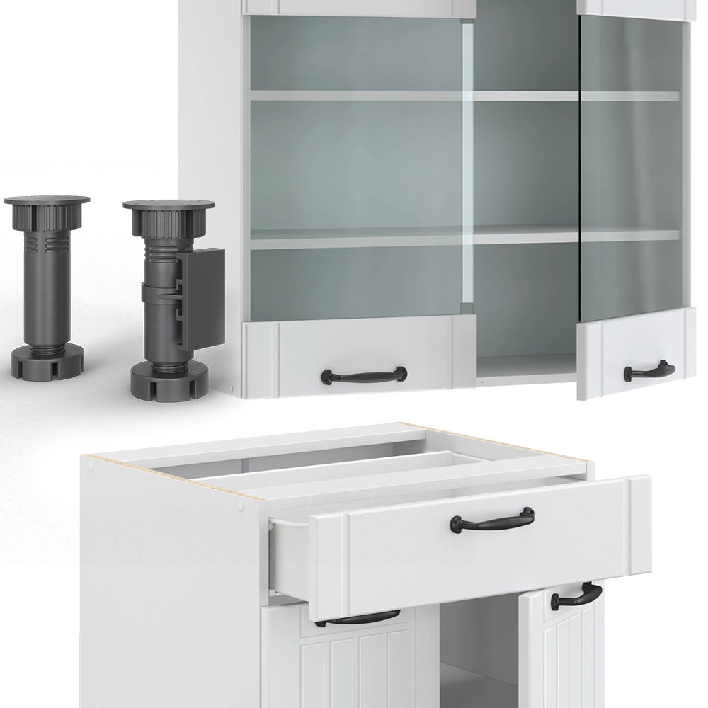Vicco Cucina componibile Casa di campagna bianca/bianco 200 cm senza piano di lavoro