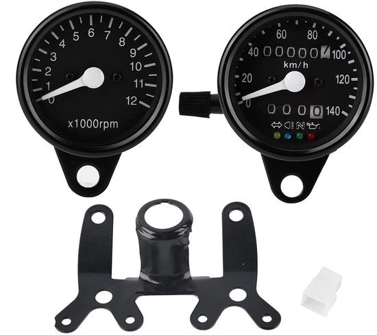 Contachilometri - Meccanico - Odometro - Adatto per CG125/GN125 - Nero - Inclusa Fissaggio - Dimensioni 160 x 130 mm - Contachilometri per Motocicletta