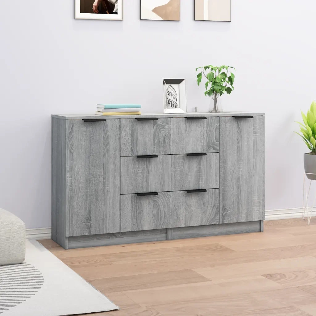 Credenze 2 pz | Madia | Buffet da pranzo | Armadio da pranzo Grigio Sonoma 60x30x70 cm in Legno Multistrato