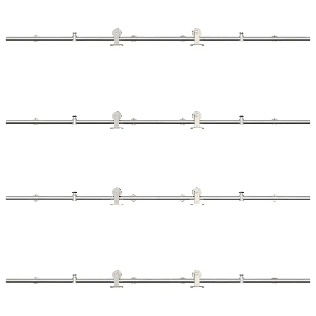 Kit Binari Porta Scorrevole 366 cm Acciaio Inossidabile Argento 3295767