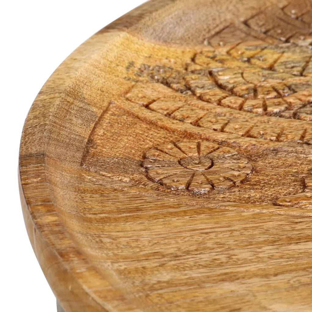 Tavolini Rotondi 2 pz | Tavolo laterale in Legno Massello di Mango e Acciaio