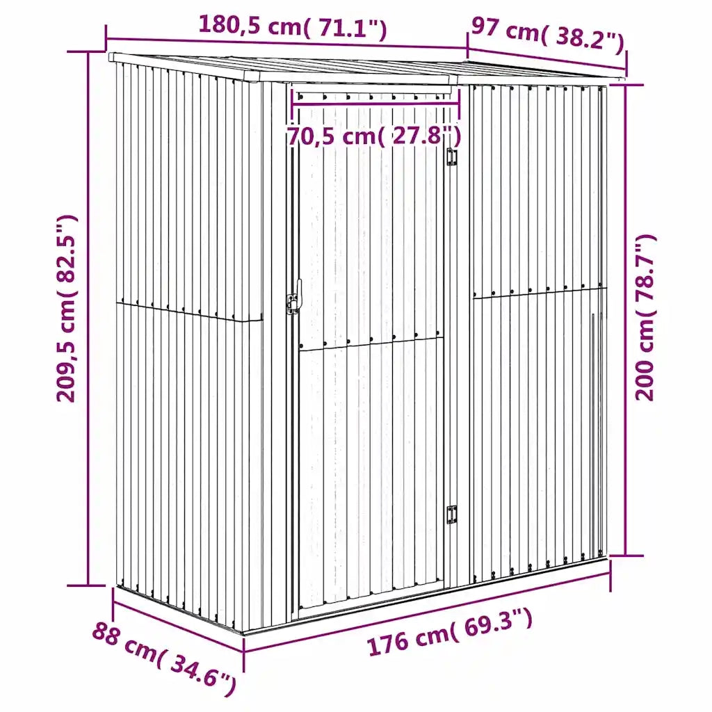 Casetta da giardino verde 180,5x97x209,5 cm in acciaio zincato CFW6024140