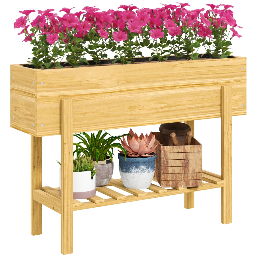 Fioriera da Giardino in Legno con Piedi ¨C zephmum ¨C Naturale 100x30x70.5 cm