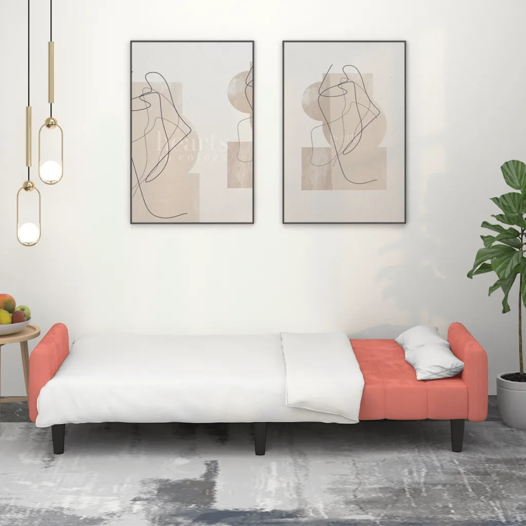 Divano Letto a 2 Posti Rosa in Vellutocod mxl 111525