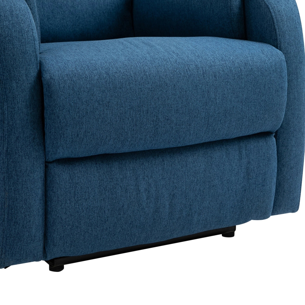 EasyComfort Poltrona Reclinabile con Poggiapiedi, in Tessuto Effetto Lino, Legno e Metallo, 77x91x106 cm, Blu