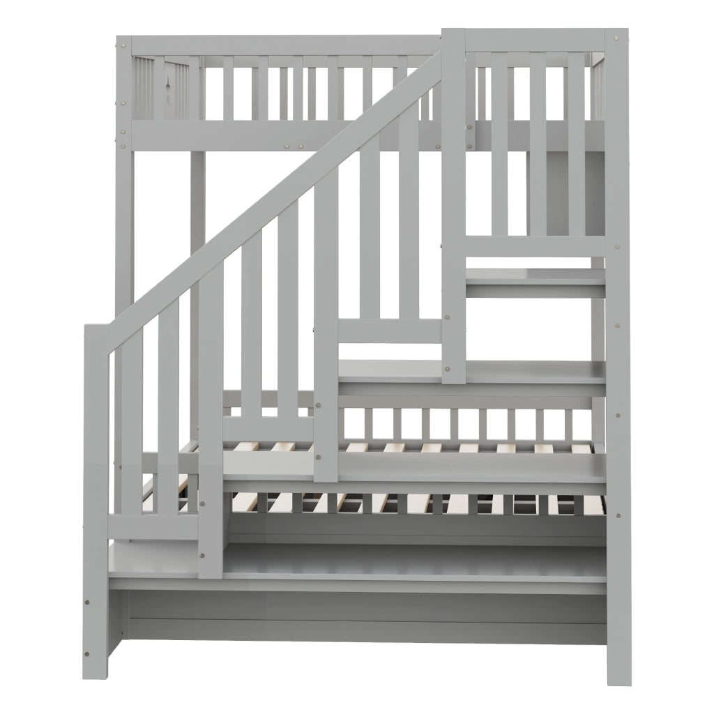 LETTO A CASTELLO 140x200 cm con contenitore idraulico, grigio, legno massello