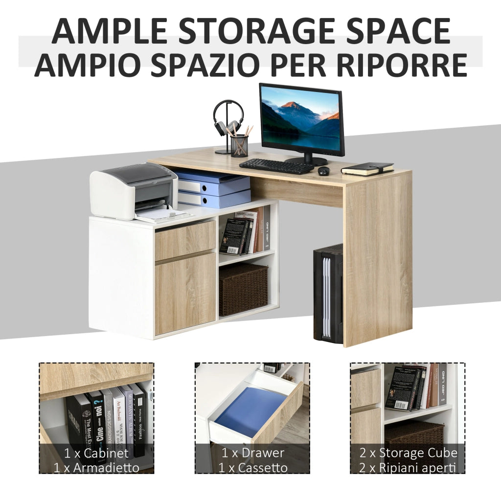 Scrivania Angolare per Computer ¨C Zephmum ¨C Legno Rovere Bianco 90x50x