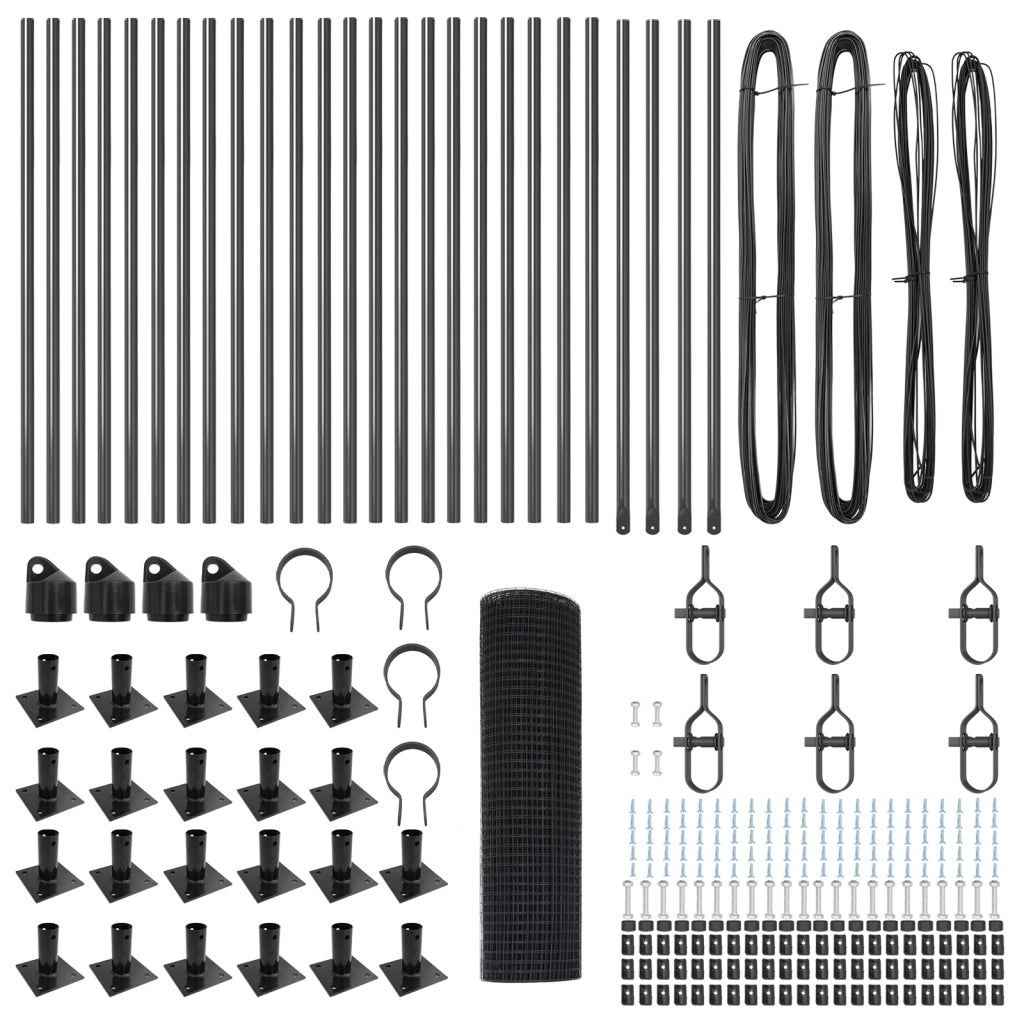Recinto in Rete Saldato con 13 Postazioni Flangiate Grigio 0.8x100 m Acciaio