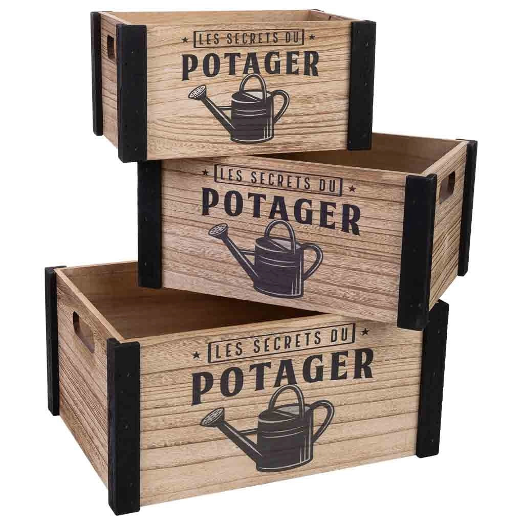 Cassettiera in legno stampata set 3 pz 36x26x18h-31x21x16h-26x16x14h cm