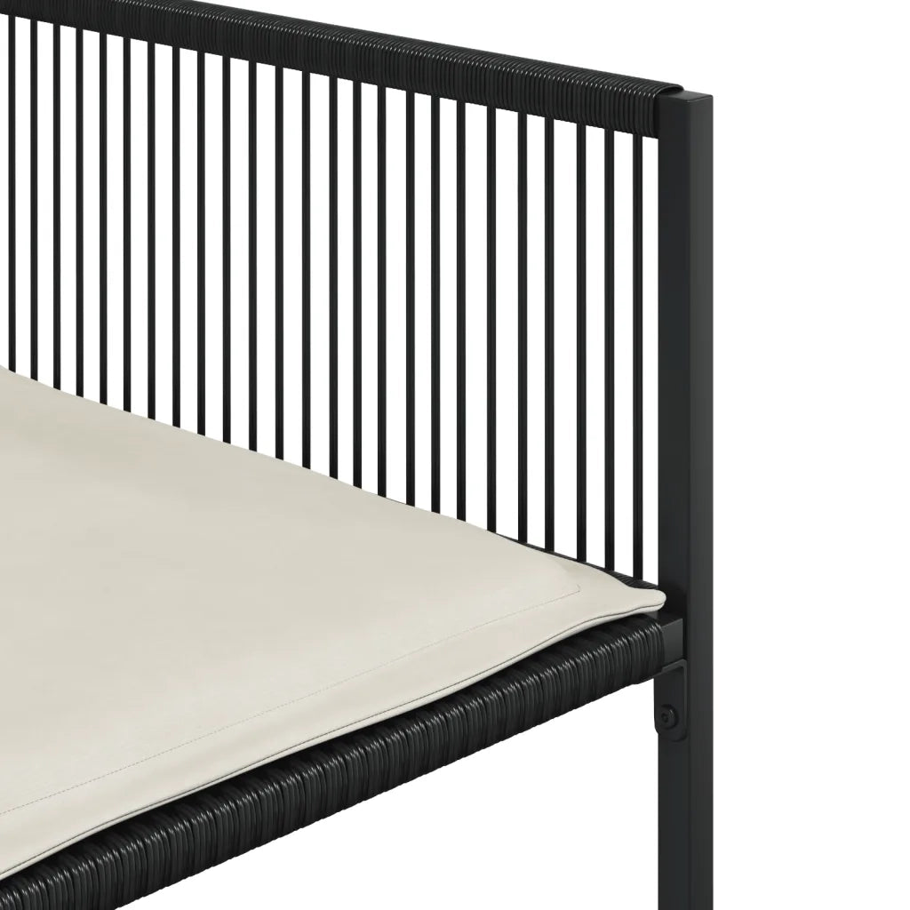 Set da Pranzo da Giardino 15 pz con Cuscini Nero in Polyrattan 3295016