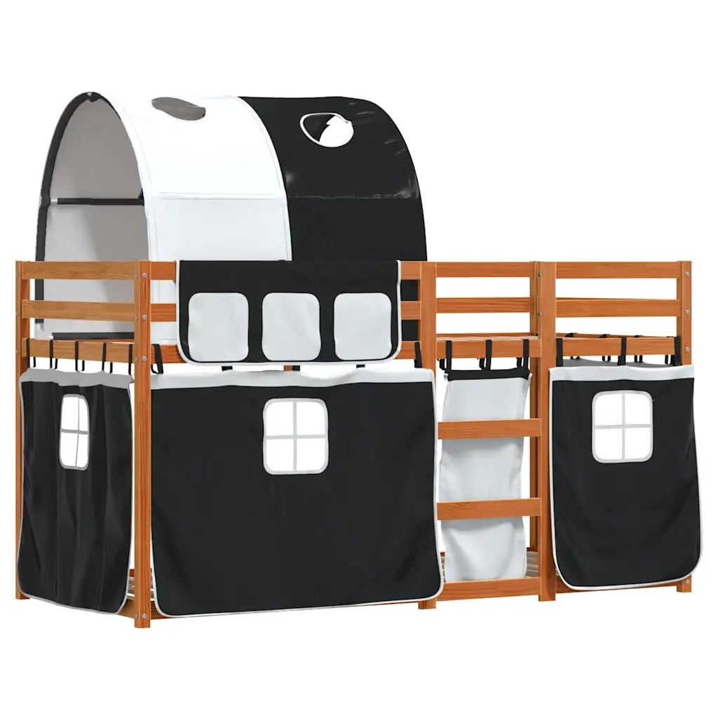 Letto a Castello senza Materasso Bianco e Nero 80x200cm in Pino 3284012