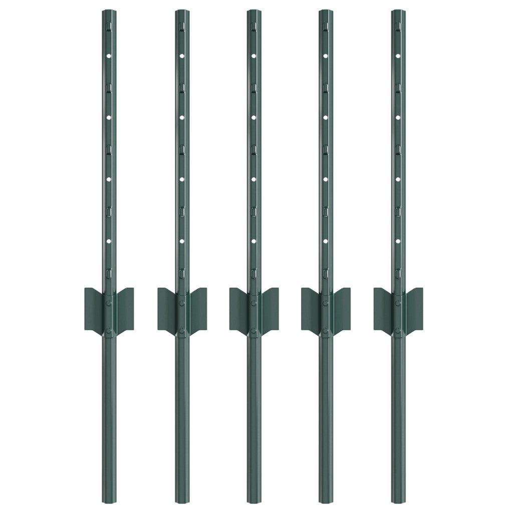 Pali di Recinzione 5 pcs Canale U Verde 40 cm Acciaio