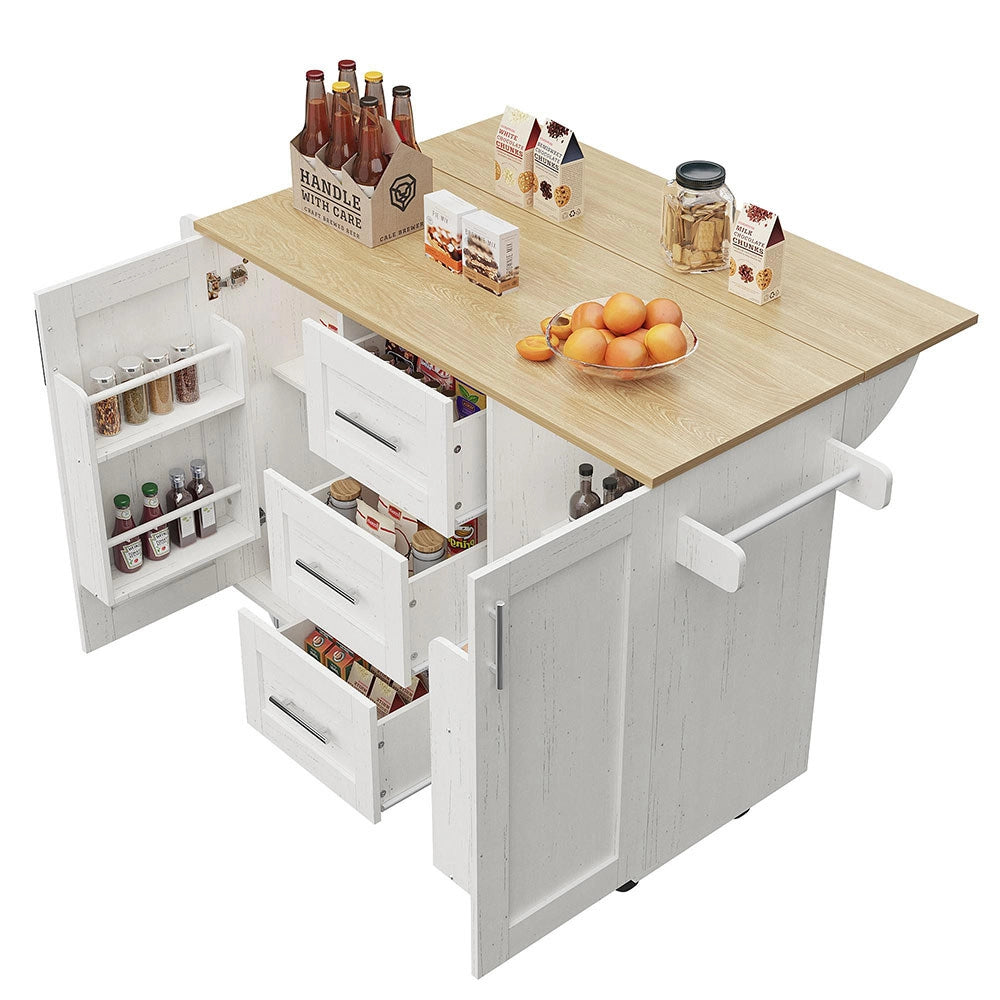 Isola cucina - Xylo - ripiani rimovibili rotelle bianco