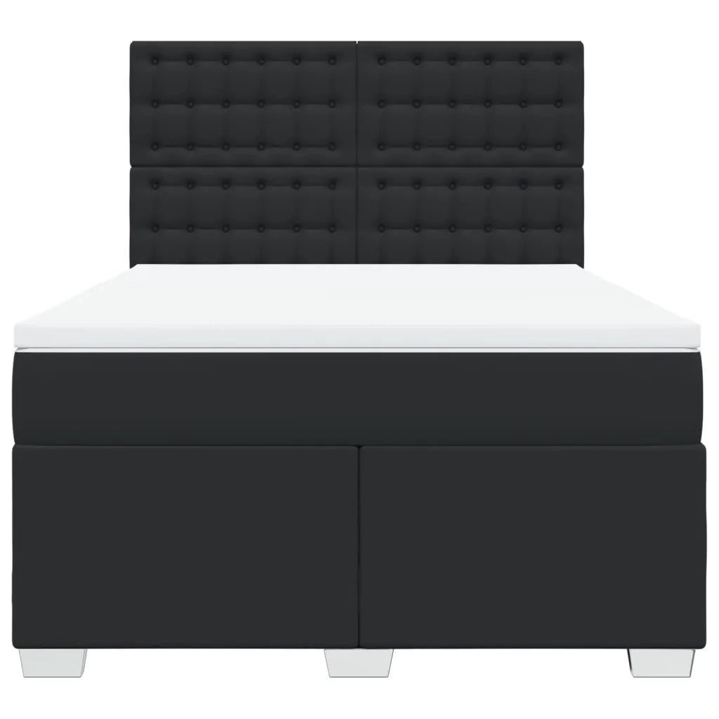 Giroletto a Molle con Materasso Nero 160x200 cm in Similpelle
