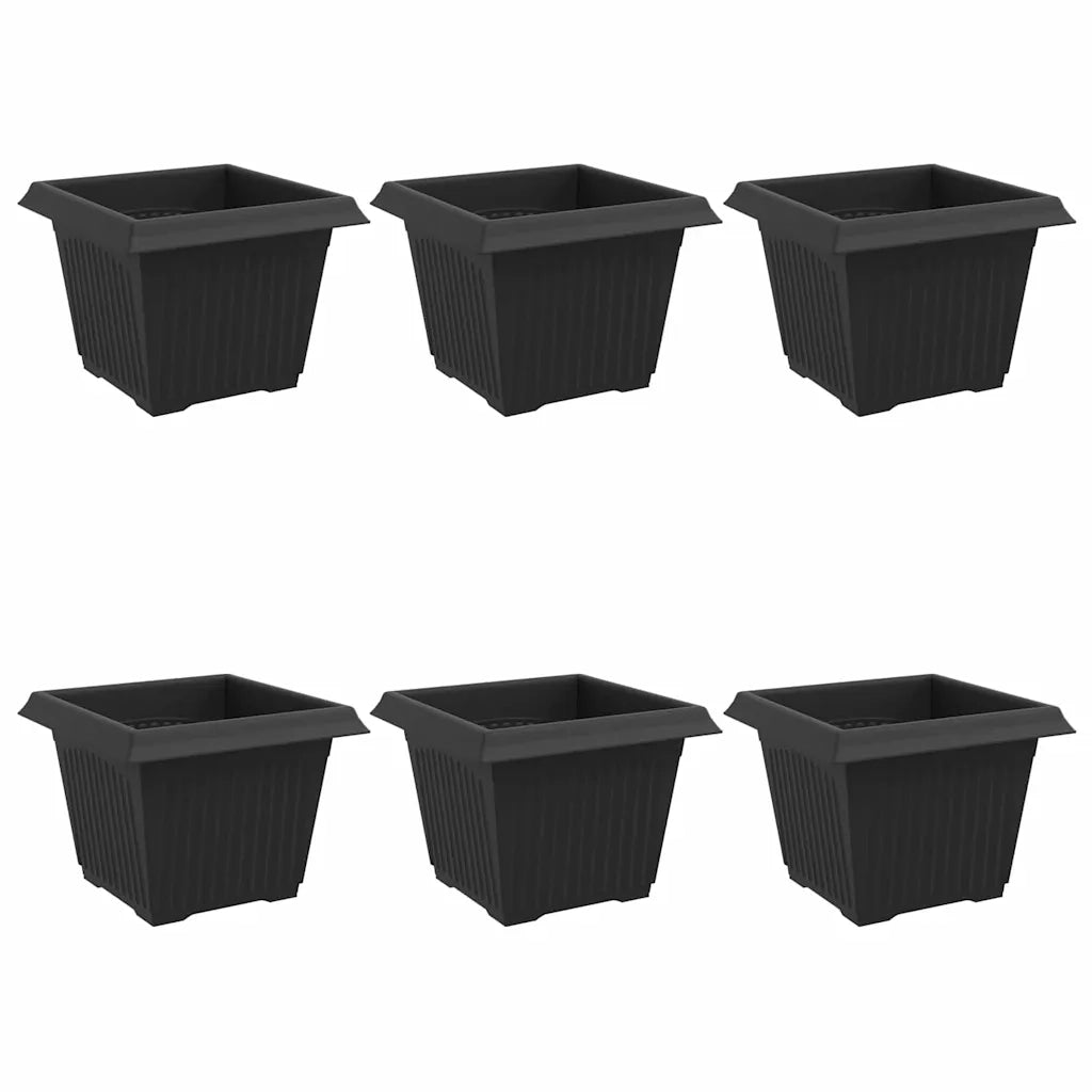 Vaso quadrato per fiori 6 pcs Nero 23 x 23 x 17,5 cm Plastica 42020336