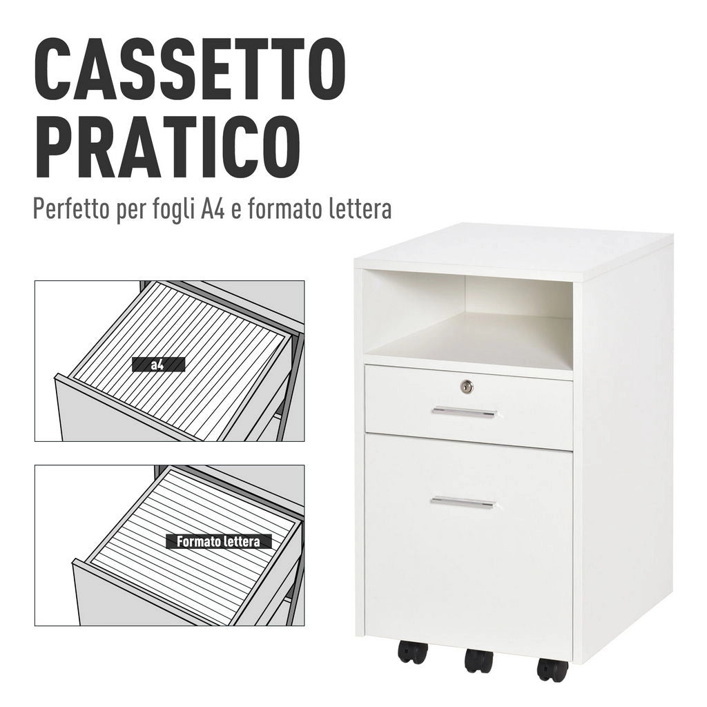 CASSETTIERA DA UFFICIO PORTADOCUMENTI 39,5 X 40 X 60 CM BIANCO