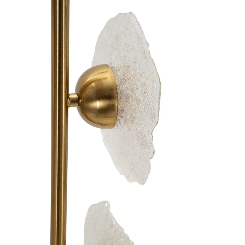 Lampadario verticale Emily in metallo oro e vetro