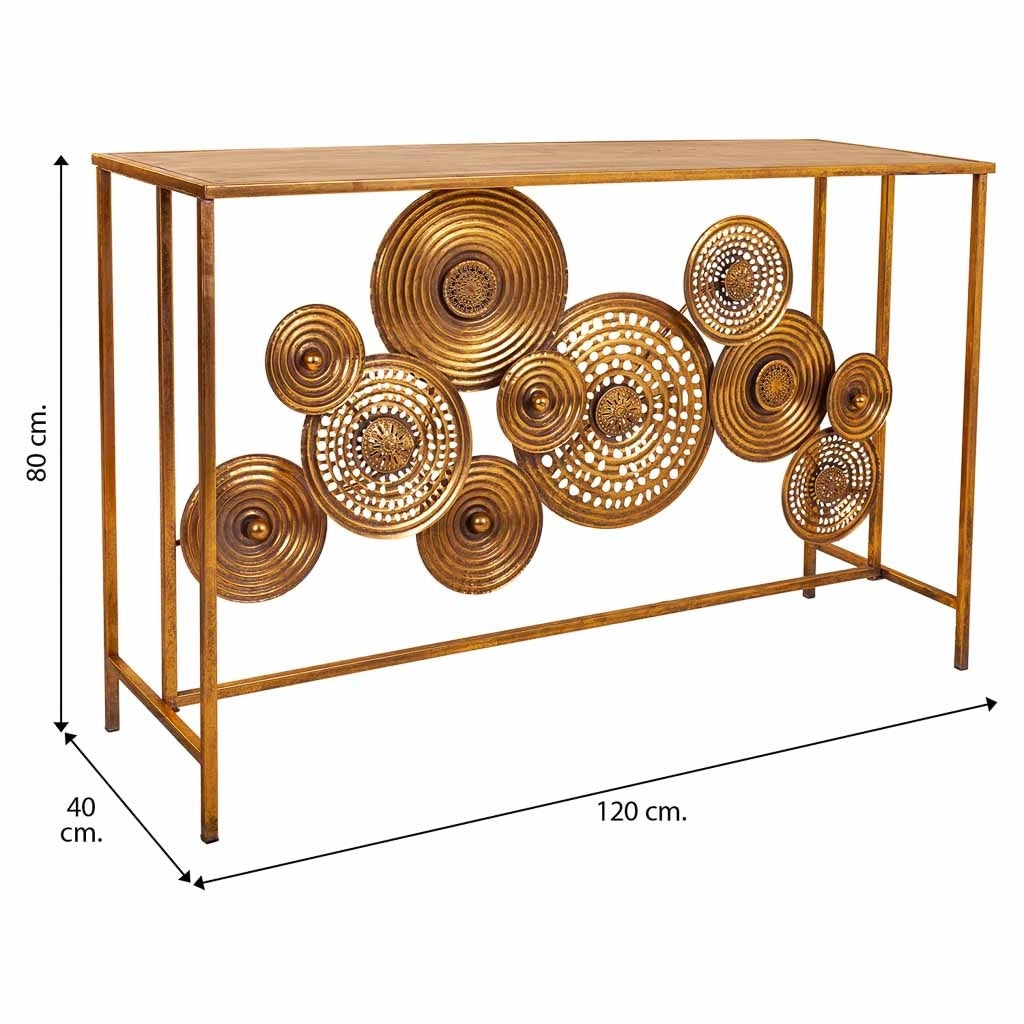 Mobile da ingresso in metallo dorato 120x40x80h
