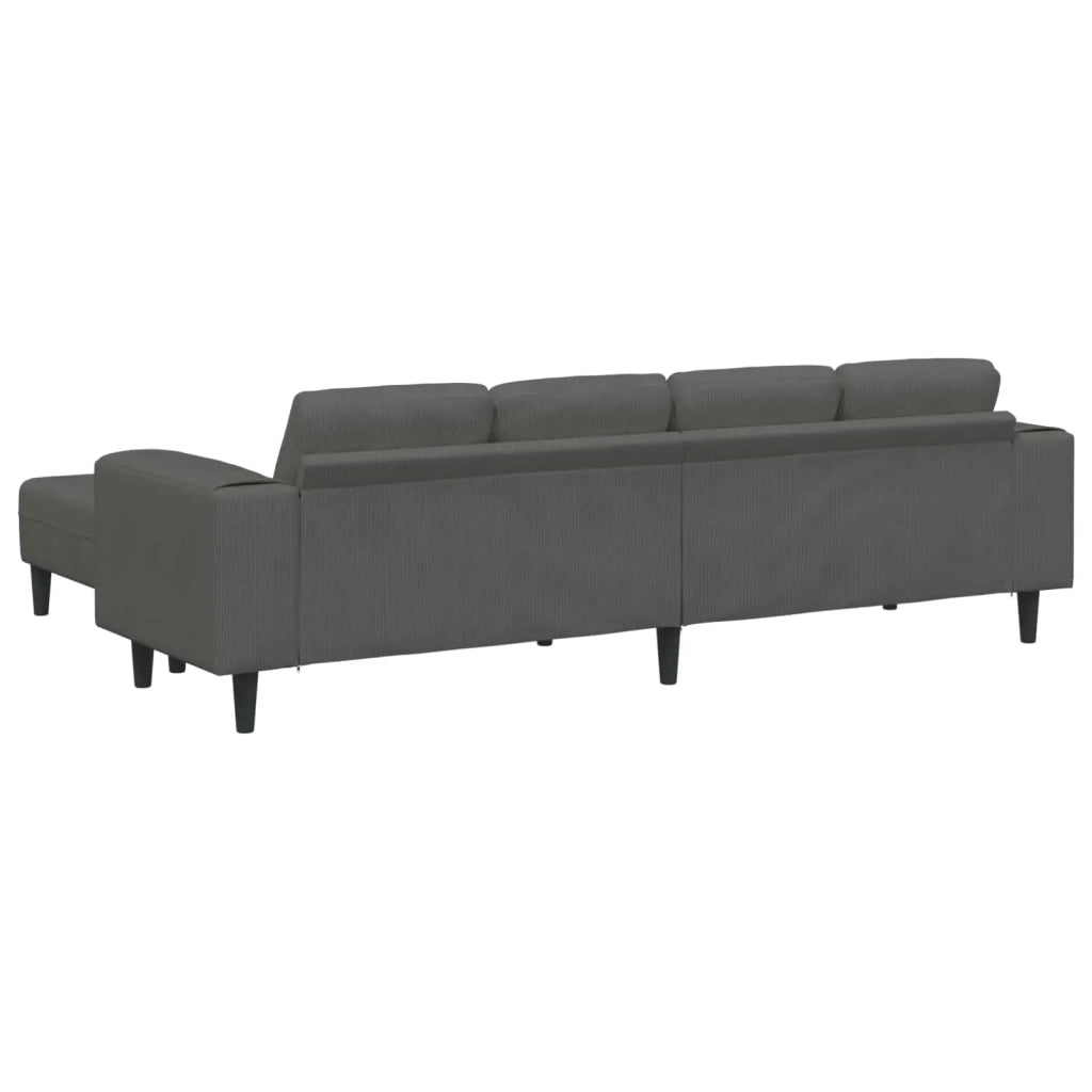 Divano Grigio scuro 250 x 188 x 76 cm Tessuto in Cords 3335132