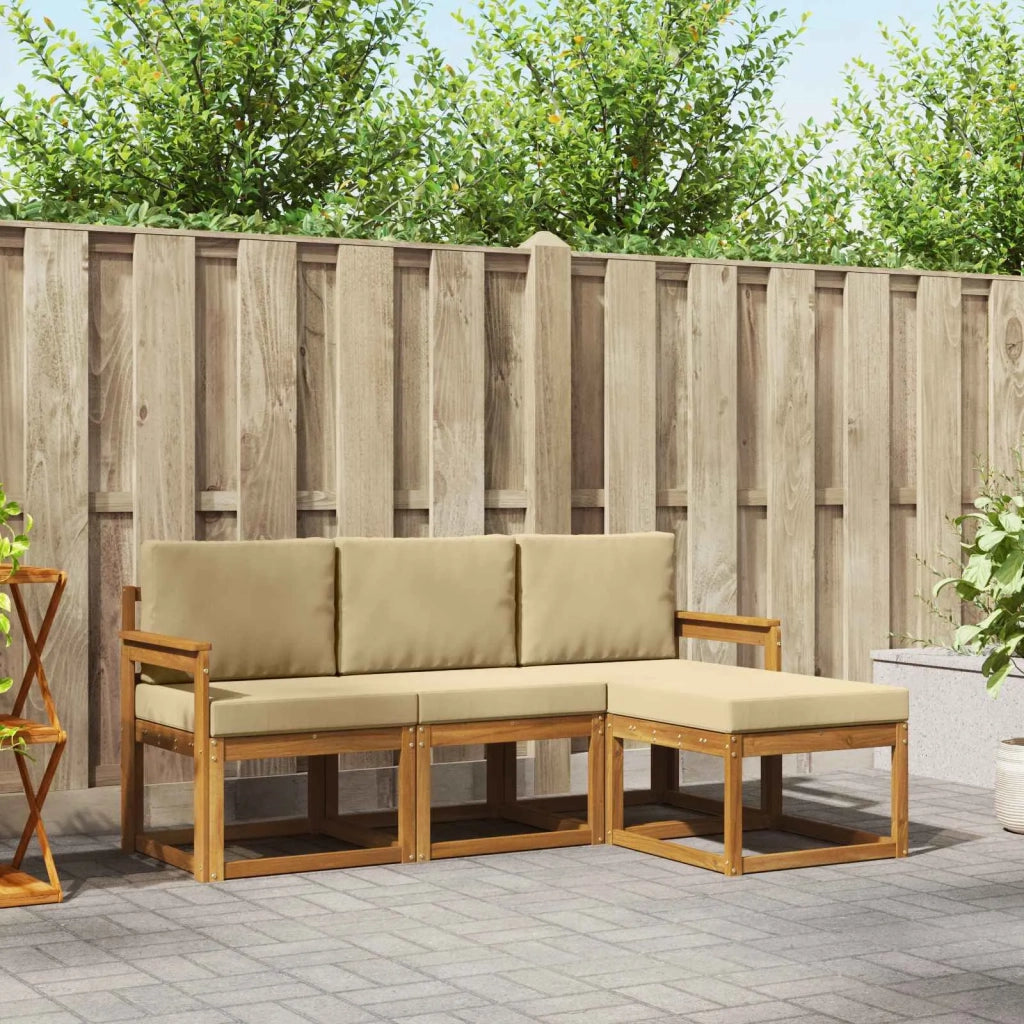 Set di divani da esterno con cuscino 4 pcs Naturale e Beige 3366211