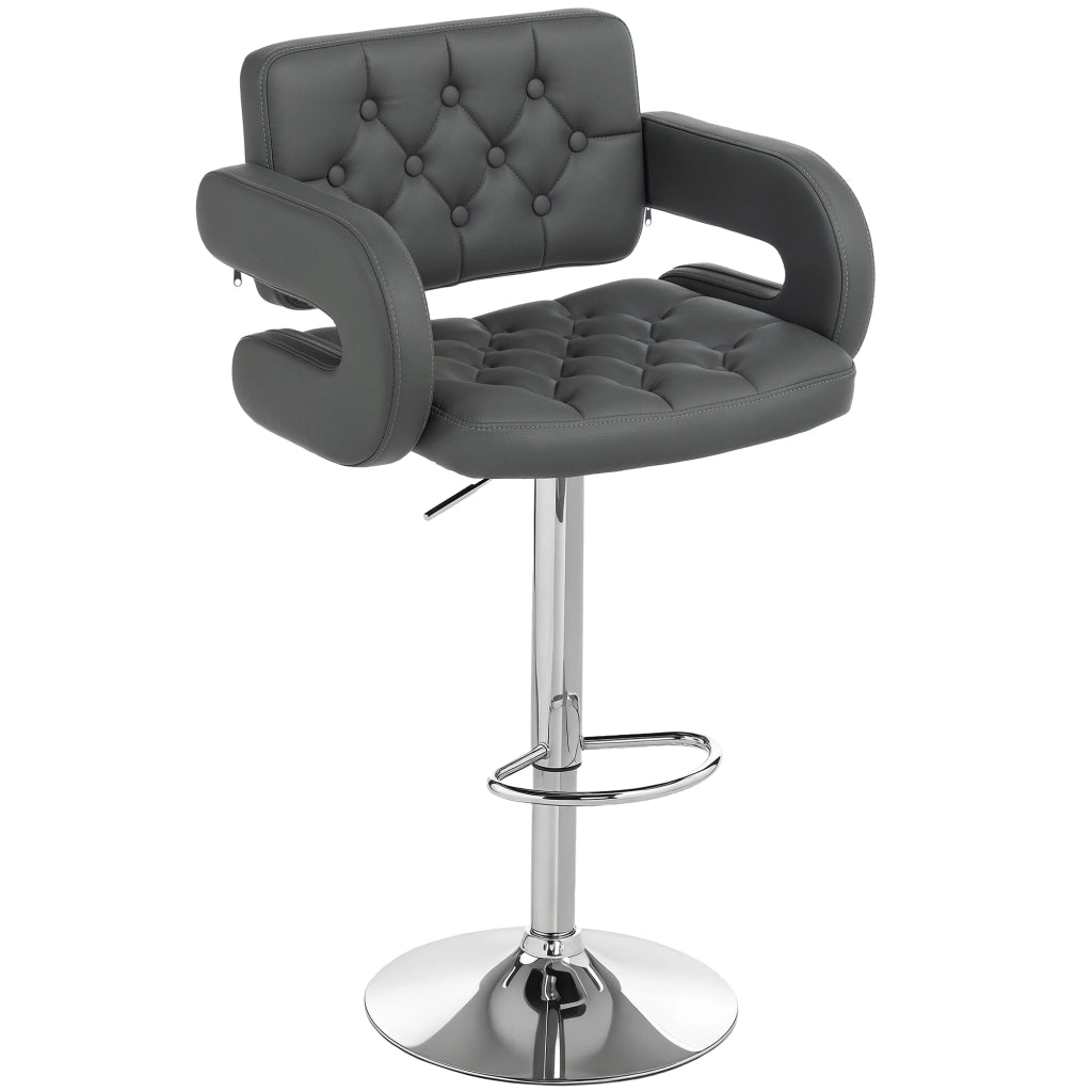 Sgabello da Bar Regolabile 61x50x93-113 cm Seduta Extra Large Girevole in Similpelle PU Grigio
