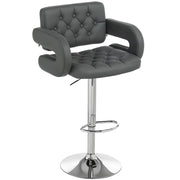 Sgabello da Bar Regolabile 61x50x93-113 cm Seduta Extra Large Girevole in Similpelle PU Grigio